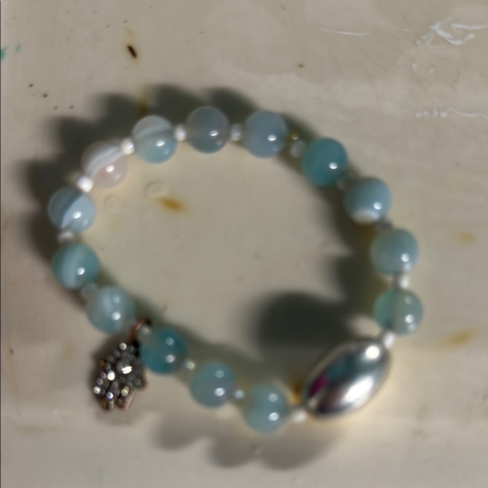 Elegant Silver and Blue Beaded Bracelet
